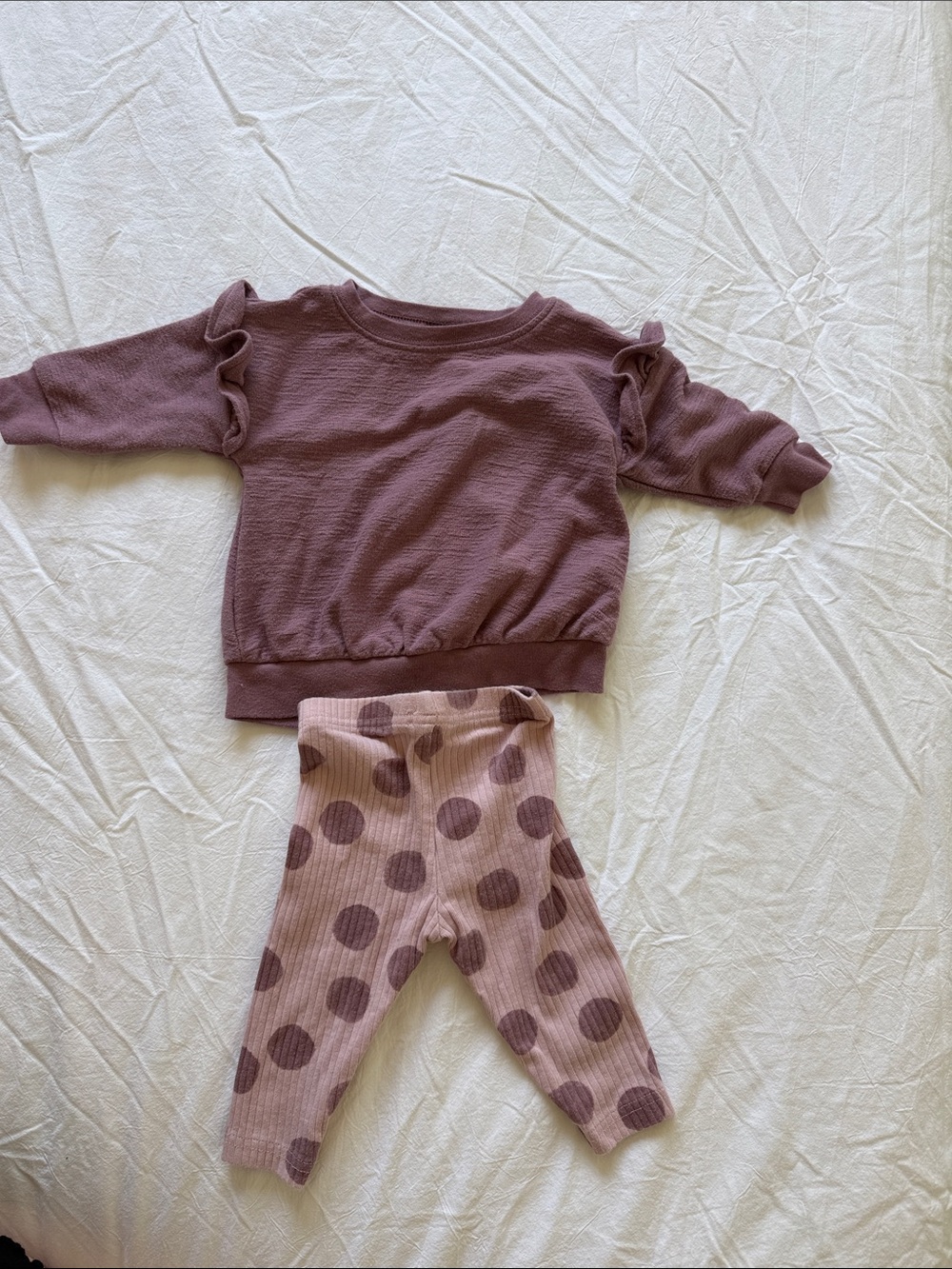 Carter's Mauve Top and Pink Polka Dot Leggings Set